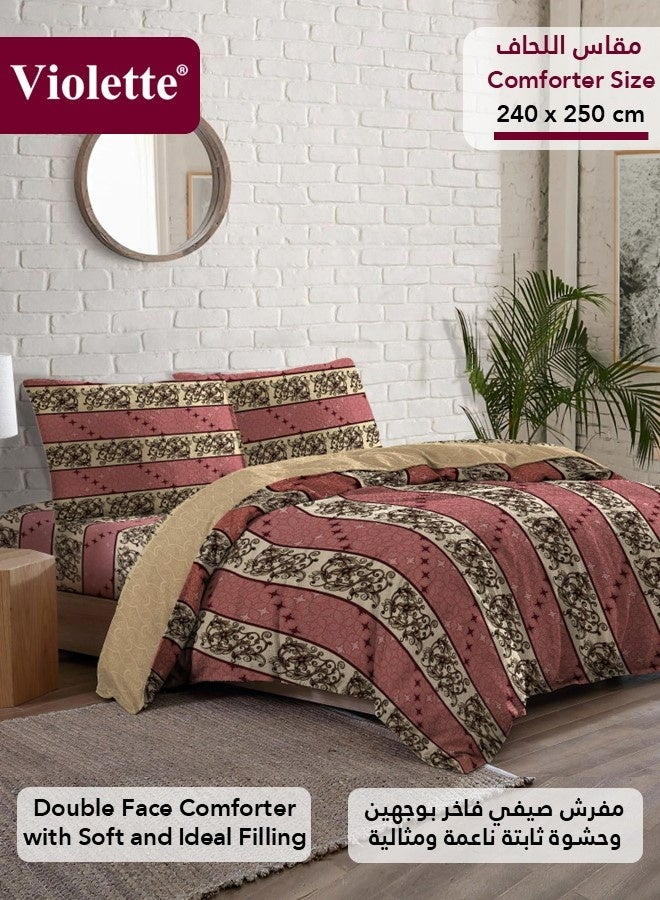 Violette Comforter Set, High Quality PolyCotton Made in Egypt, 4 Pieces, Fits 200x200 cm Double Size Bed, Soft Cooling Breathable, Stylish Printed Elegance, Comforter Size 240x250 cm, Classic - Image 3